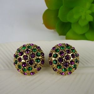 1950's Vintage Earrings Colorful Rhinestones